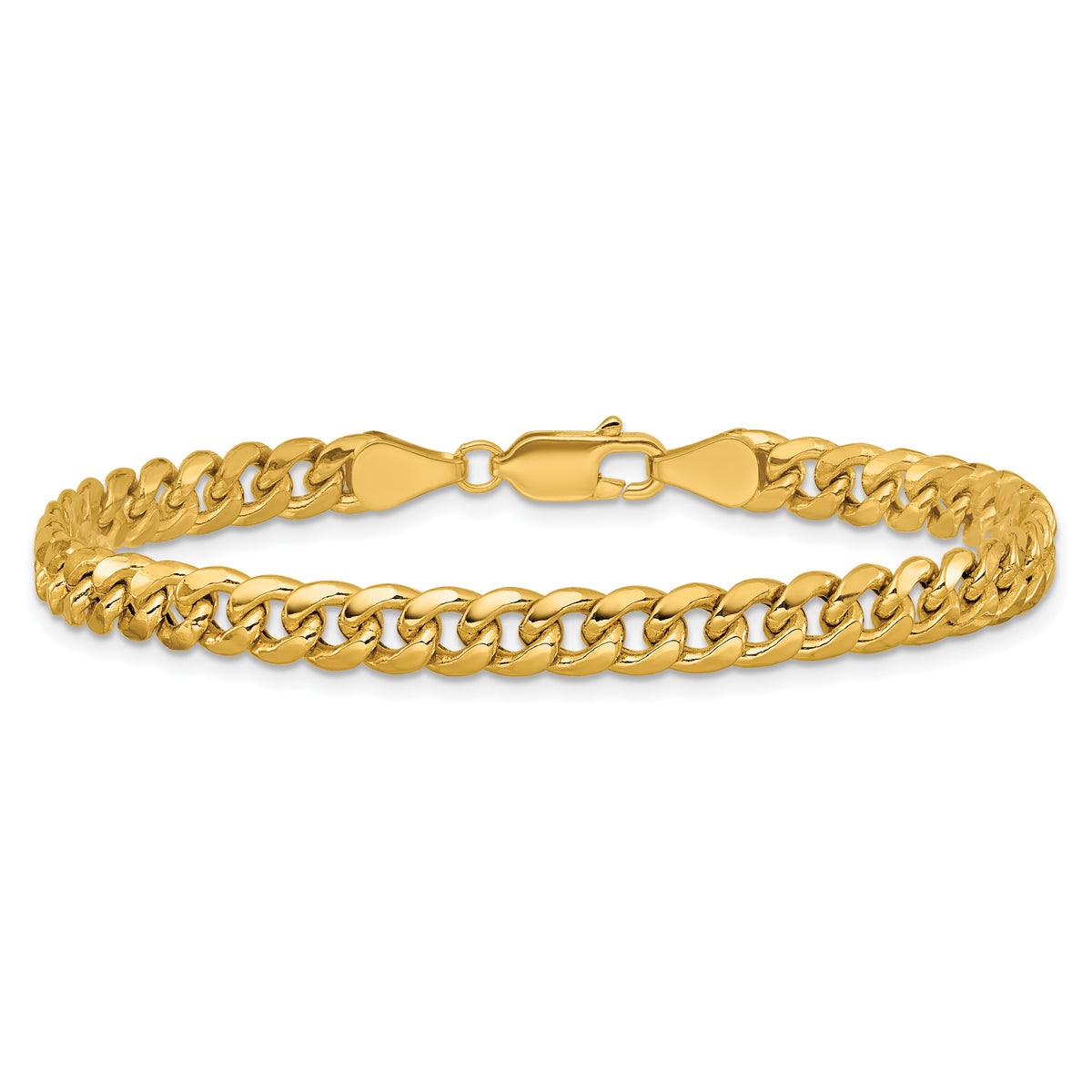 Gold (10K & 14K) Semi-Solid Miami Cuban Chain Bracelet - 14k Yellow Gold / 7 in / 5.25 mm