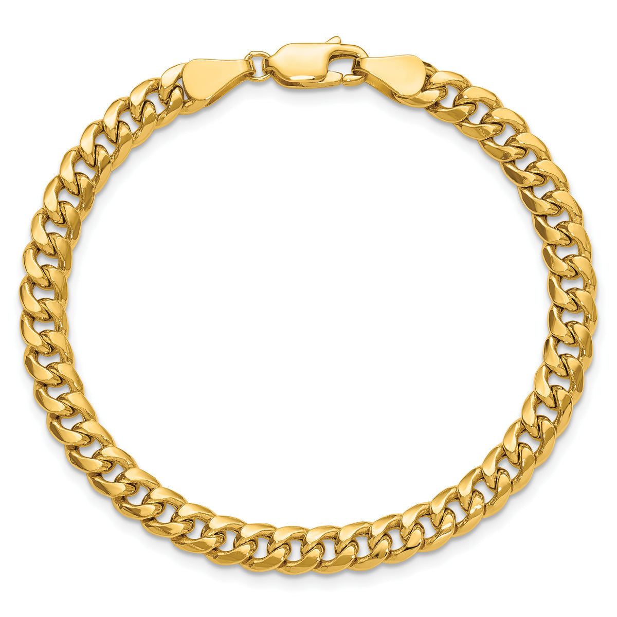 Gold (10K & 14K) Semi-Solid Miami Cuban Chain Bracelet - 14k Yellow Gold / 7 in / 5.25 mm