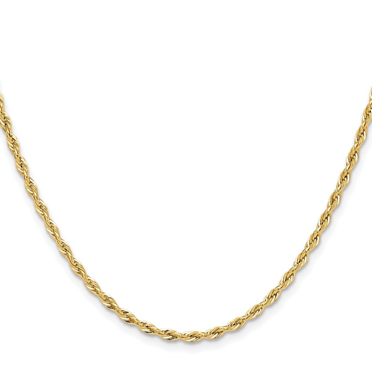 Gold (10K & 14K) Semi-Solid Rope Chain - 14k Yellow Gold / 16 in / 2.5 mm, Lobster