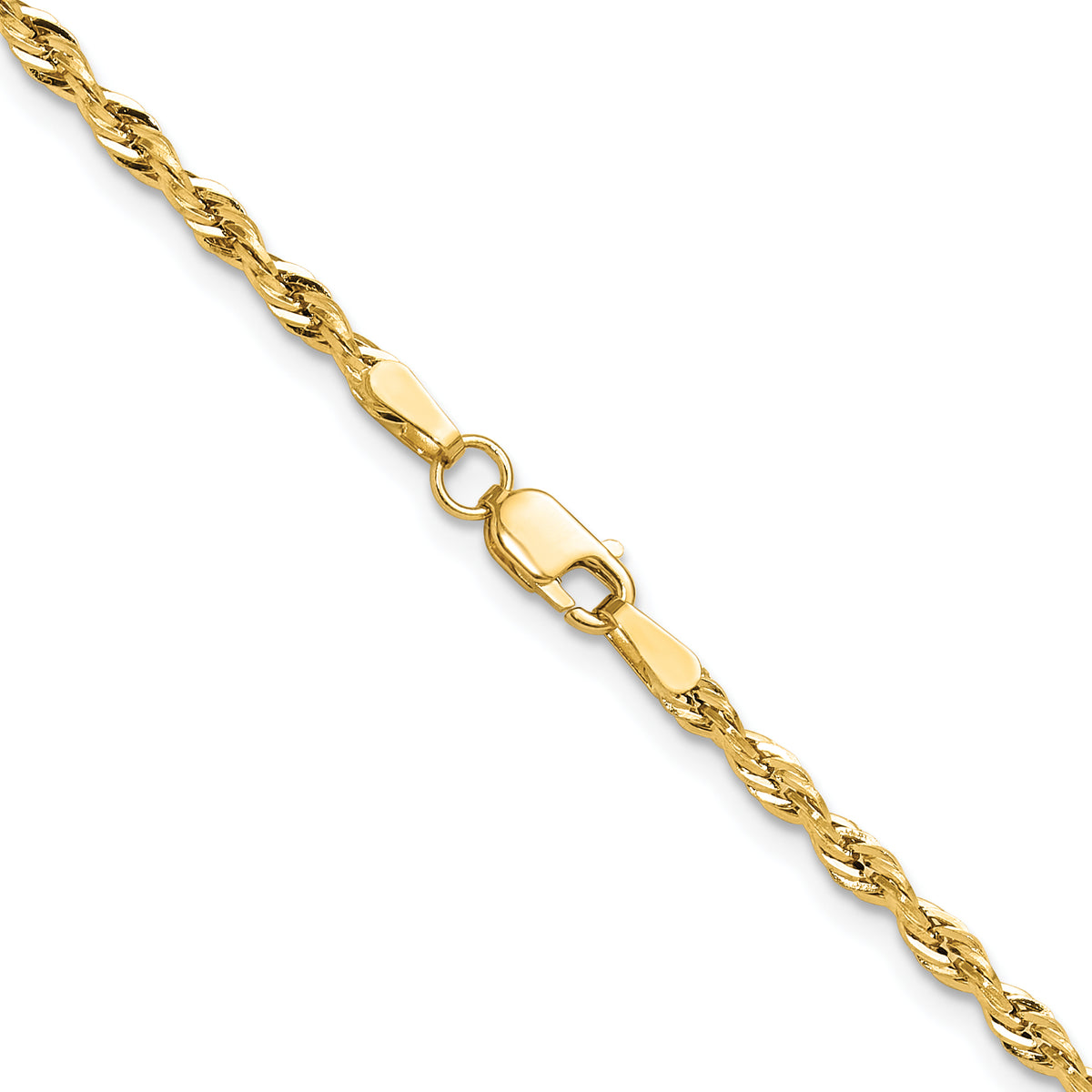 Gold (10K & 14K) Semi-Solid Rope Chain - 14k Yellow Gold / 16 in / 2.5 mm, Lobster