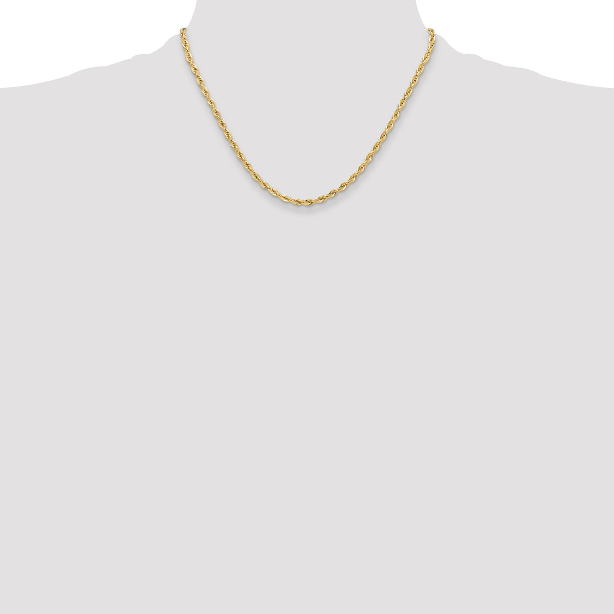 Gold (10K & 14K) Semi-Solid Rope Chain - 14k Yellow Gold / 18 in / 3.5 mm
