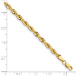 Gold (10K & 14K) Semi-Solid Rope Chain Bracelet - 14k Yellow Gold / 7 in / 3.5 mm