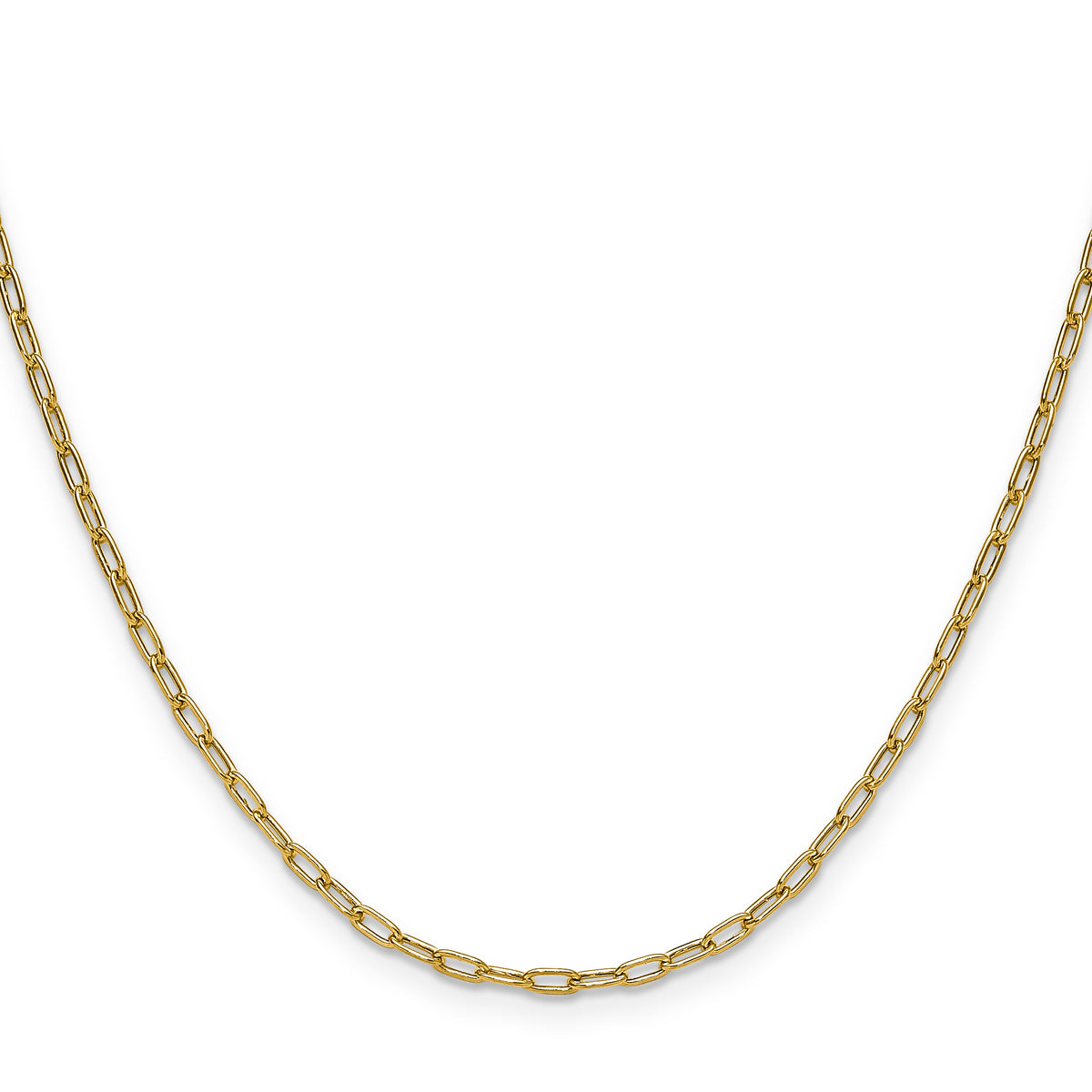 Gold (14K) Semi-Solid Beveled Paperclip Link Chain - 14k Yellow Gold / 16 in / 2.2 mm