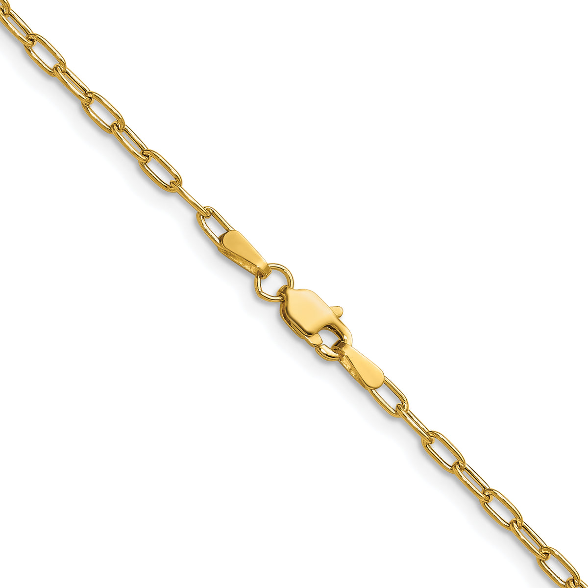 Gold (14K) Semi-Solid Beveled Paperclip Link Chain - 14k Yellow Gold / 16 in / 2.2 mm