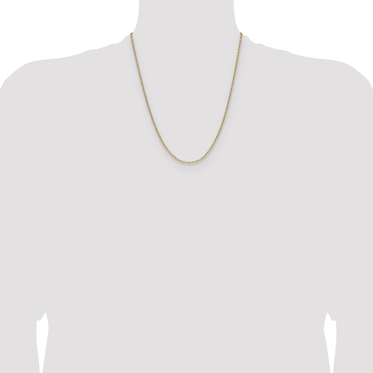 Gold (14K) Semi-Solid Beveled Paperclip Link Chain - 14k Yellow Gold / 22 in / 2.2 mm