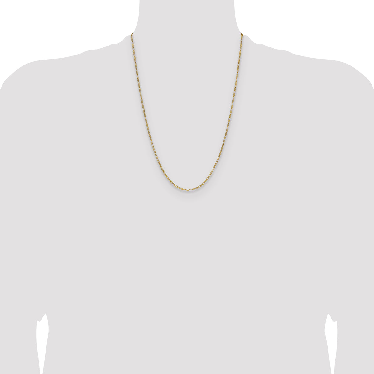 Gold (14K) Semi-Solid Beveled Paperclip Link Chain - 14k Yellow Gold / 24 in / 2.2 mm
