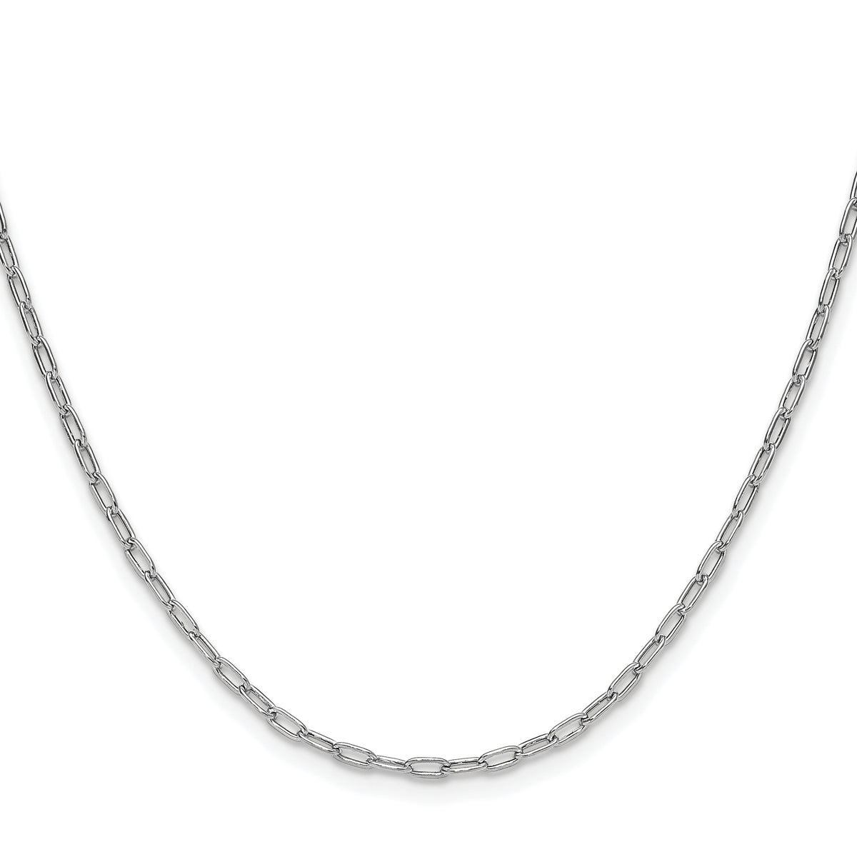 Gold (14K) Semi-Solid Beveled Paperclip Link Chain - 14k White Gold / 16 in / 2.2 mm