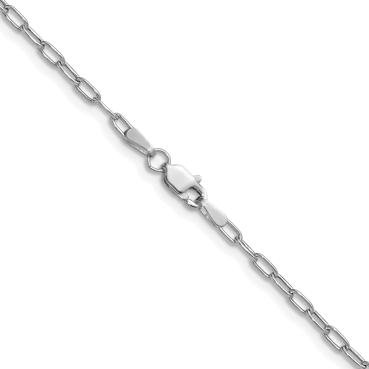 Gold (14K) Semi-Solid Beveled Paperclip Link Chain Bracelet - 14k White Gold / 7 in / 2.2 mm#14k White Gold_2.2 mm