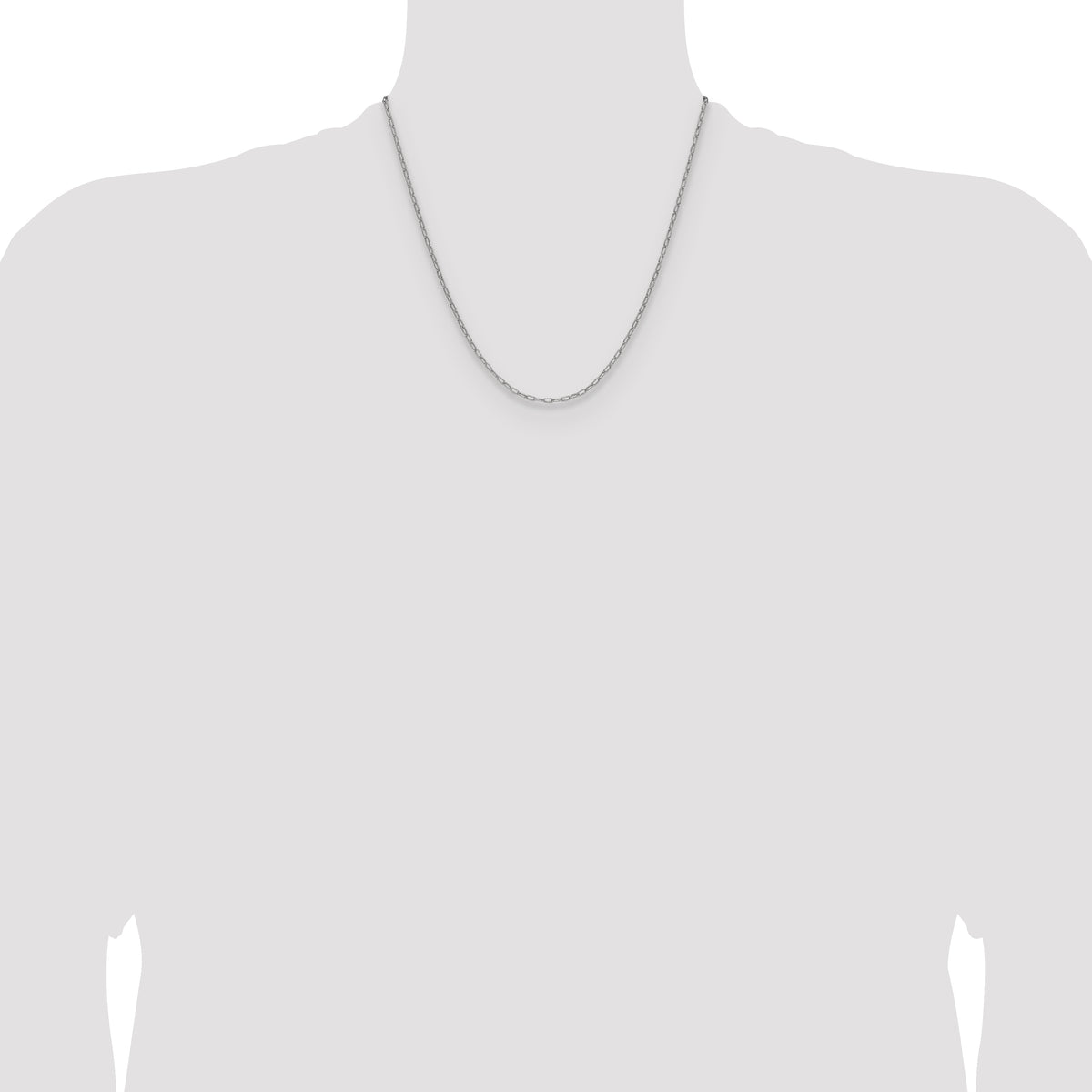 Gold (14K) Semi-Solid Beveled Paperclip Link Chain - 14k White Gold / 20 in / 2.2 mm