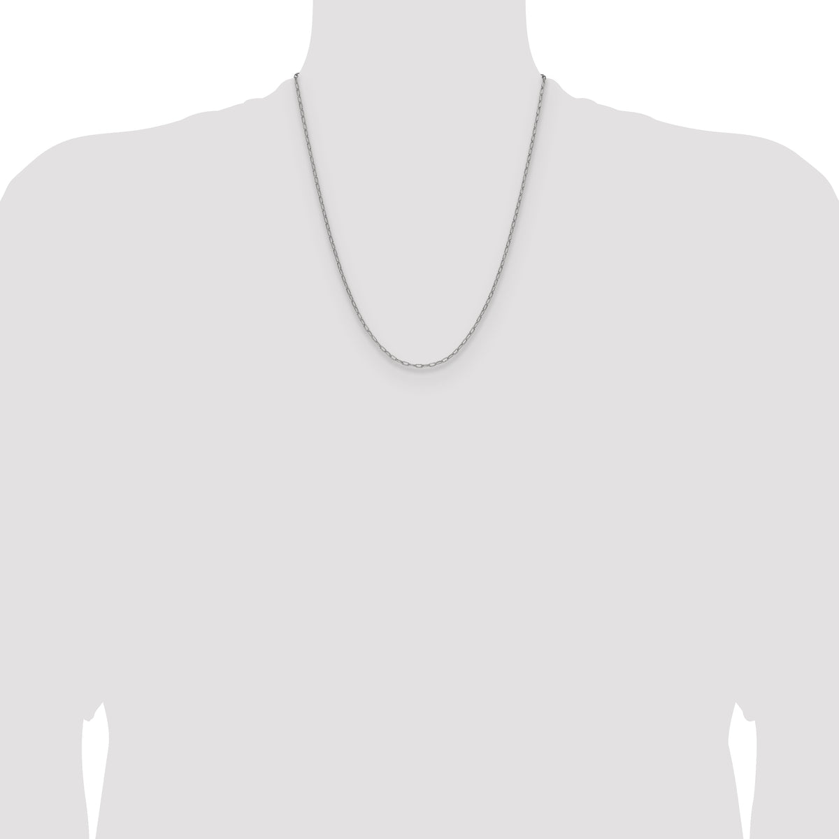 Gold (14K) Semi-Solid Beveled Paperclip Link Chain - 14k White Gold / 22 in / 2.2 mm