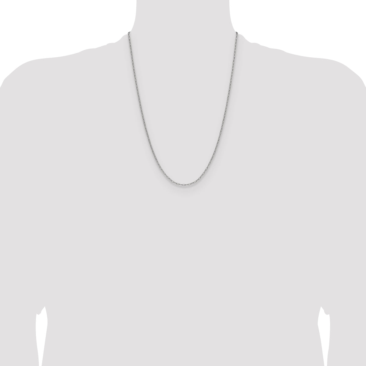 Gold (14K) Semi-Solid Beveled Paperclip Link Chain - 14k White Gold / 24 in / 2.2 mm