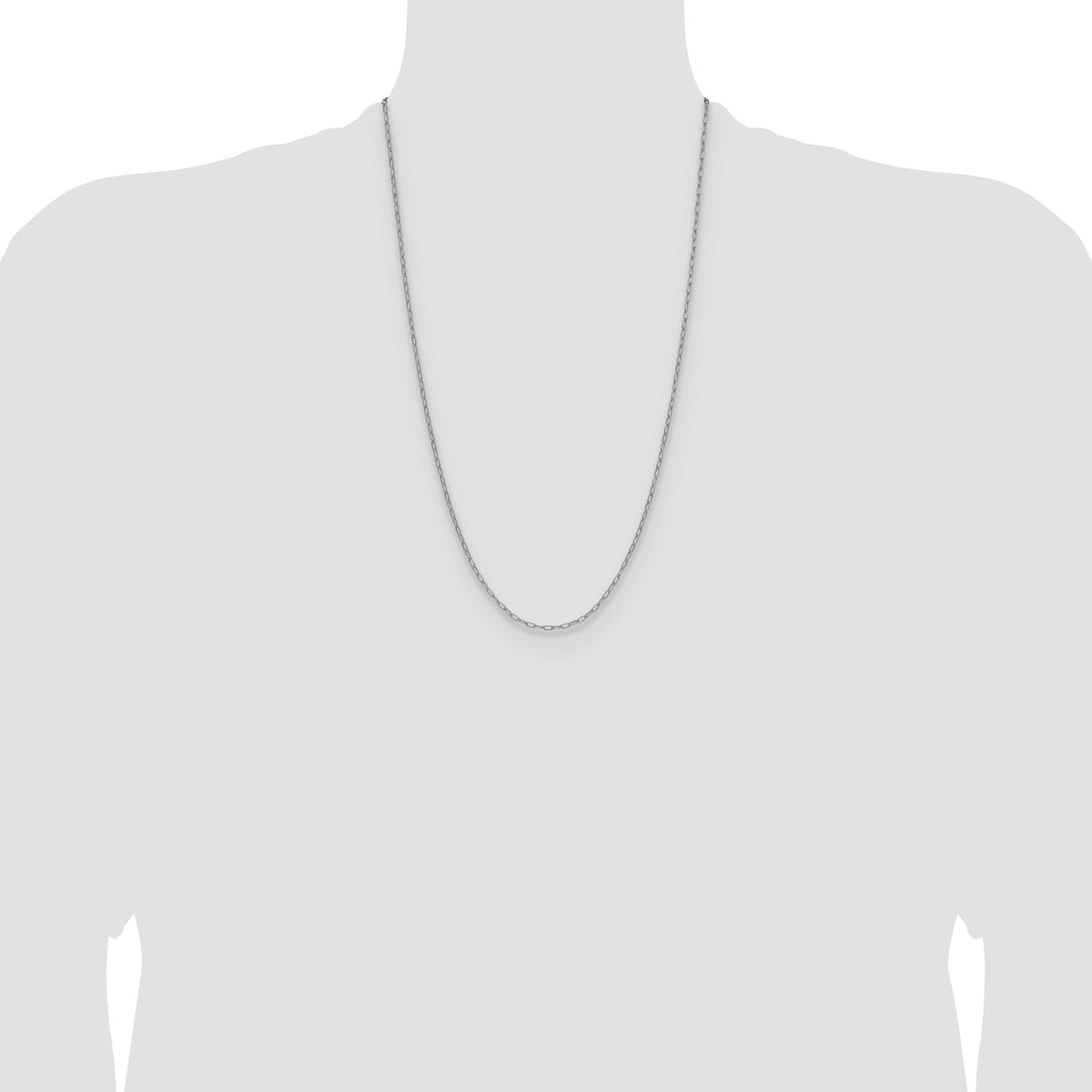 Gold (14K) Semi-Solid Beveled Paperclip Link Chain - 14k White Gold / 26 in / 2.2 mm