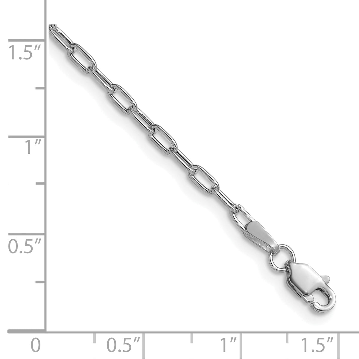 Gold (14K) Semi-Solid Beveled Paperclip Link Chain Bracelet - 14k White Gold / 7 in / 2.2 mm