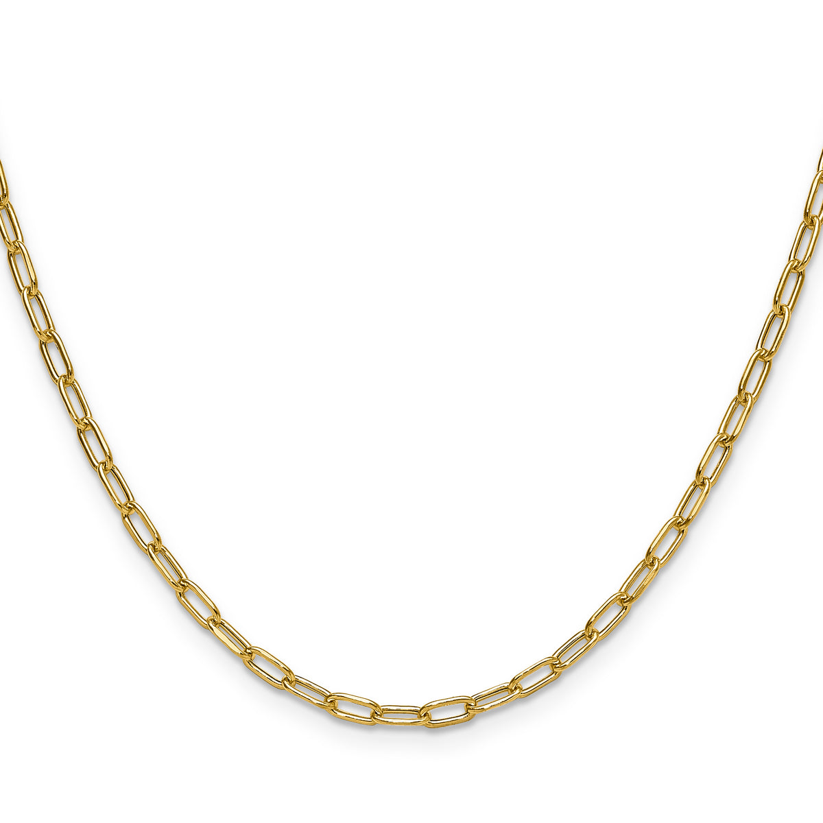 Gold (14K) Semi-Solid Beveled Paperclip Link Chain - 14k Yellow Gold / 16 in / 2.97 mm