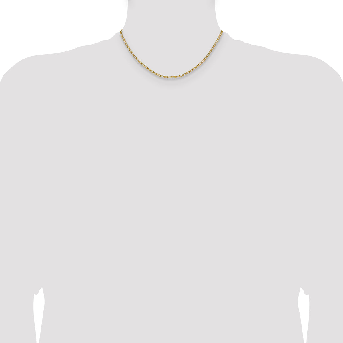 Gold (14K) Semi-Solid Beveled Paperclip Link Chain - 14k Yellow Gold / 16 in / 2.97 mm