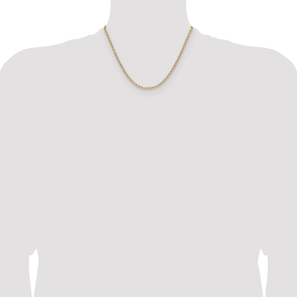 Gold (14K) Semi-Solid Beveled Paperclip Link Chain - 14k Yellow Gold / 18 in / 2.97 mm