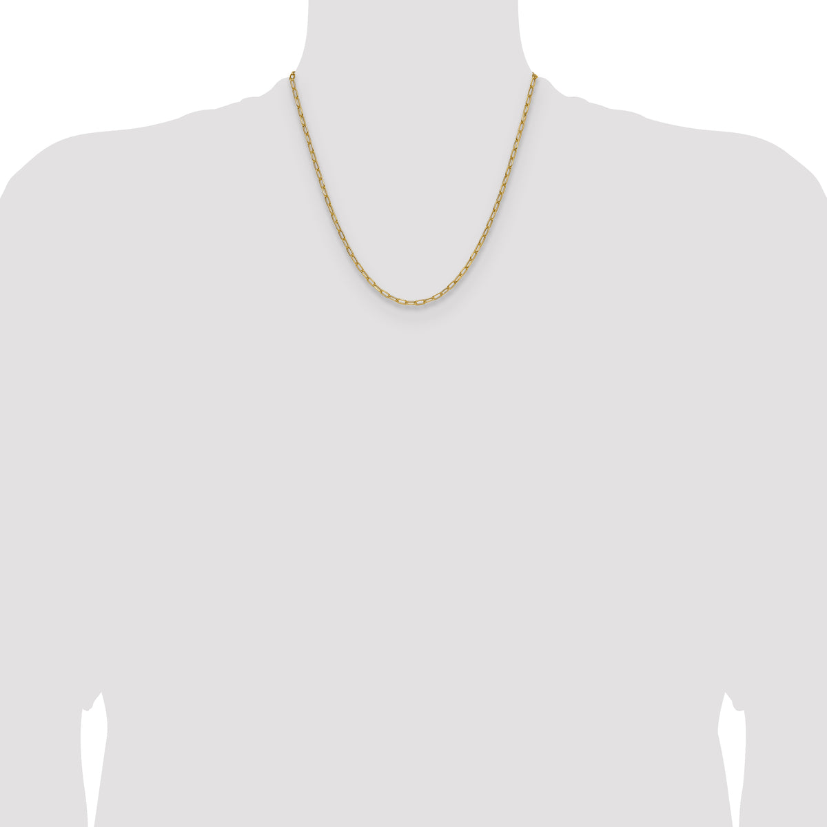 Gold (14K) Semi-Solid Beveled Paperclip Link Chain - 14k Yellow Gold / 20 in / 2.97 mm
