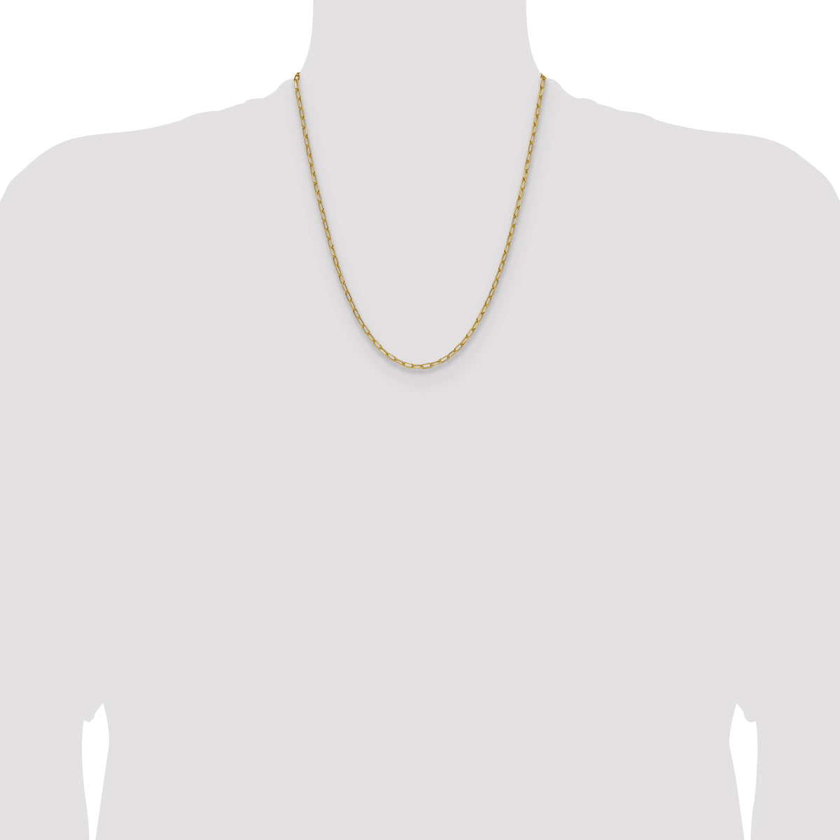 Gold (14K) Semi-Solid Beveled Paperclip Link Chain - 14k Yellow Gold / 22 in / 2.97 mm