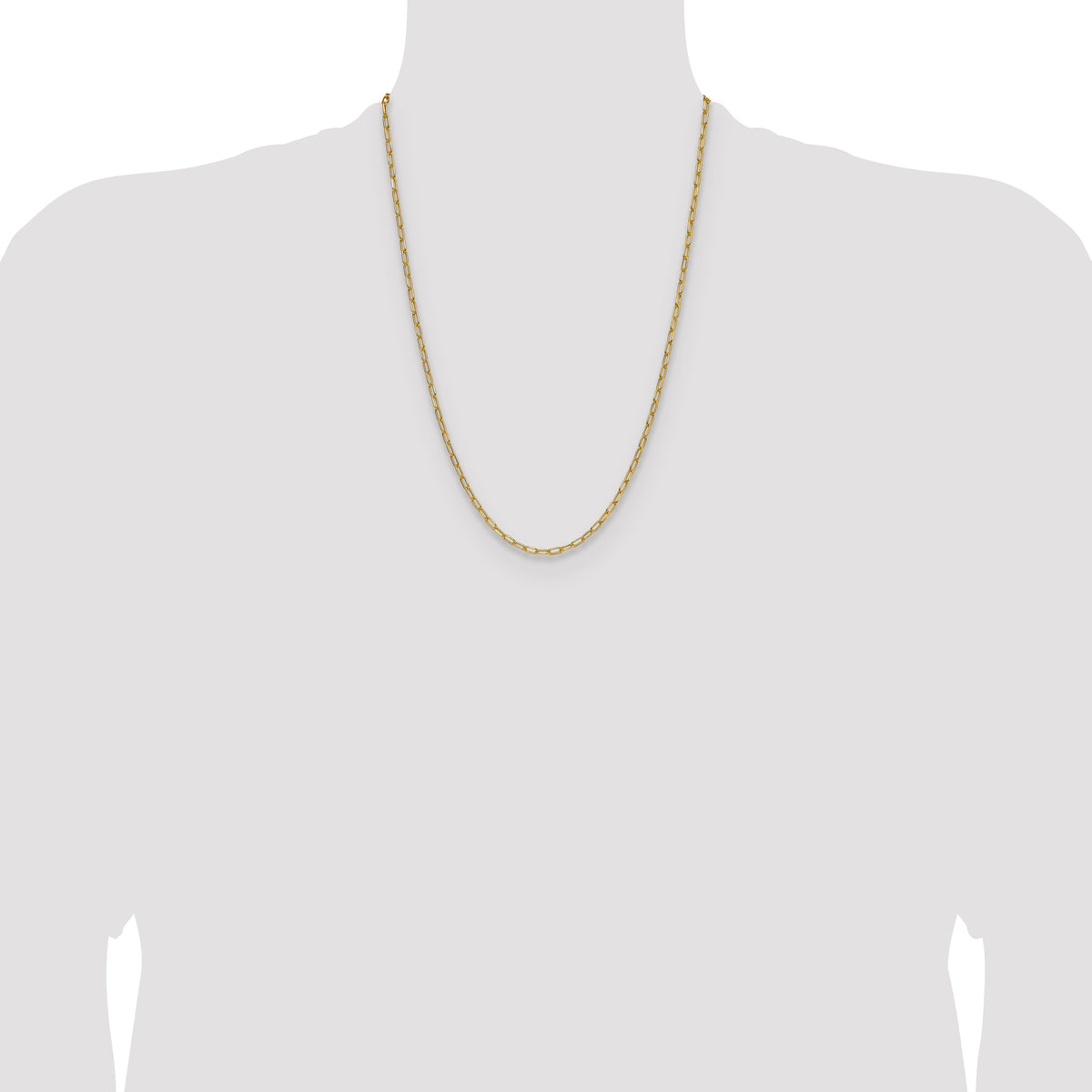 Gold (14K) Semi-Solid Beveled Paperclip Link Chain - 14k Yellow Gold / 24 in / 2.97 mm