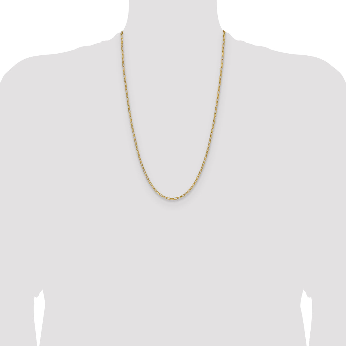 Gold (14K) Semi-Solid Beveled Paperclip Link Chain - 14k Yellow Gold / 26 in / 2.97 mm