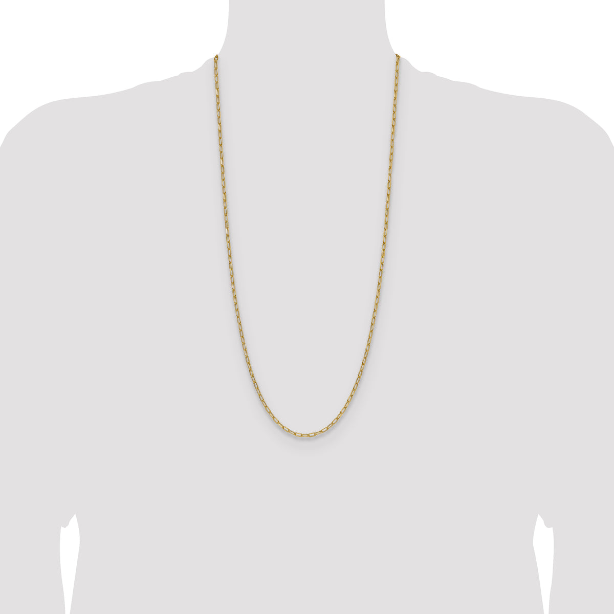 Gold (14K) Semi-Solid Beveled Paperclip Link Chain - 14k Yellow Gold / 30 in / 2.97 mm
