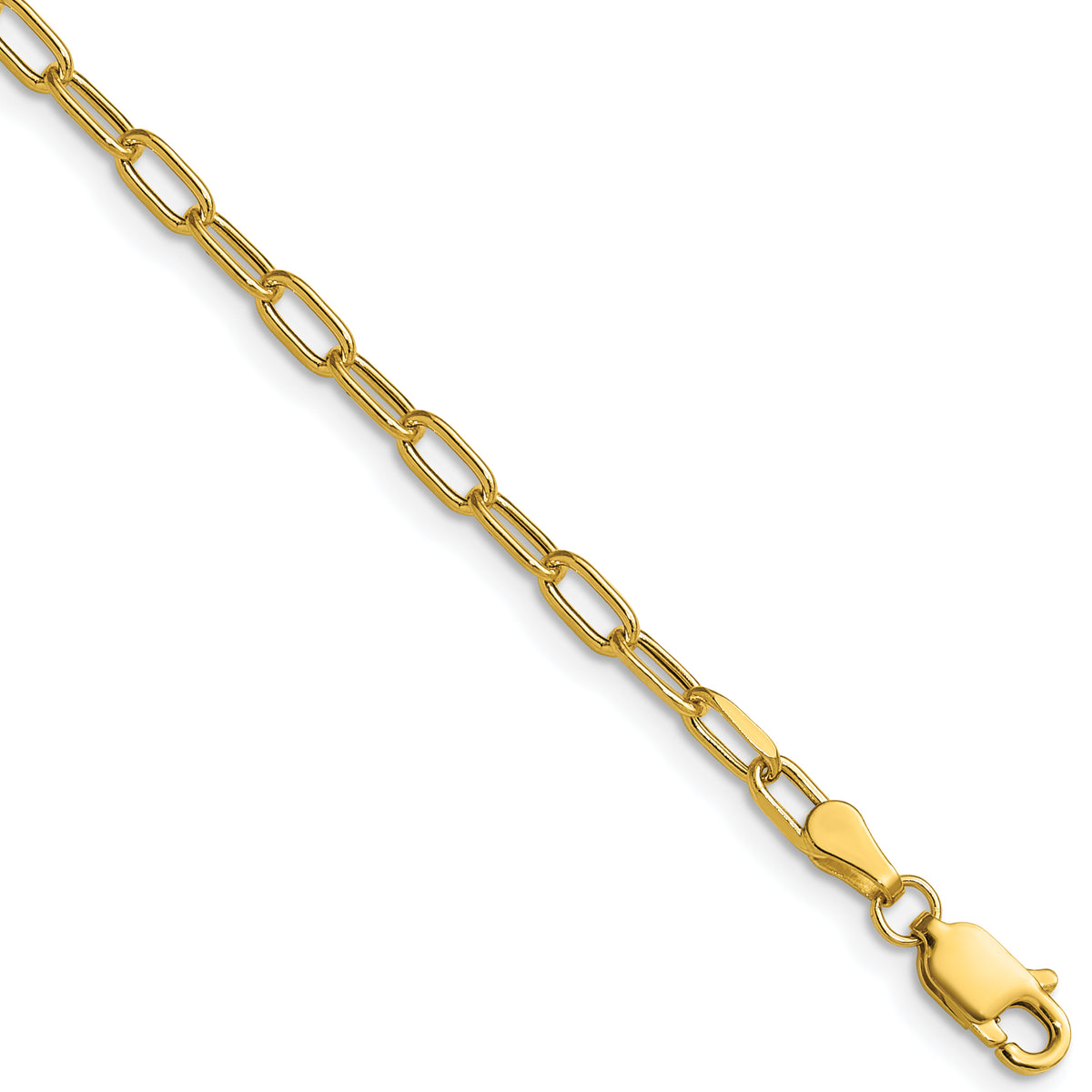 Gold (14K) Semi-Solid Beveled Paperclip Link Chain - 14k Yellow Gold / 16 in / 2.97 mm