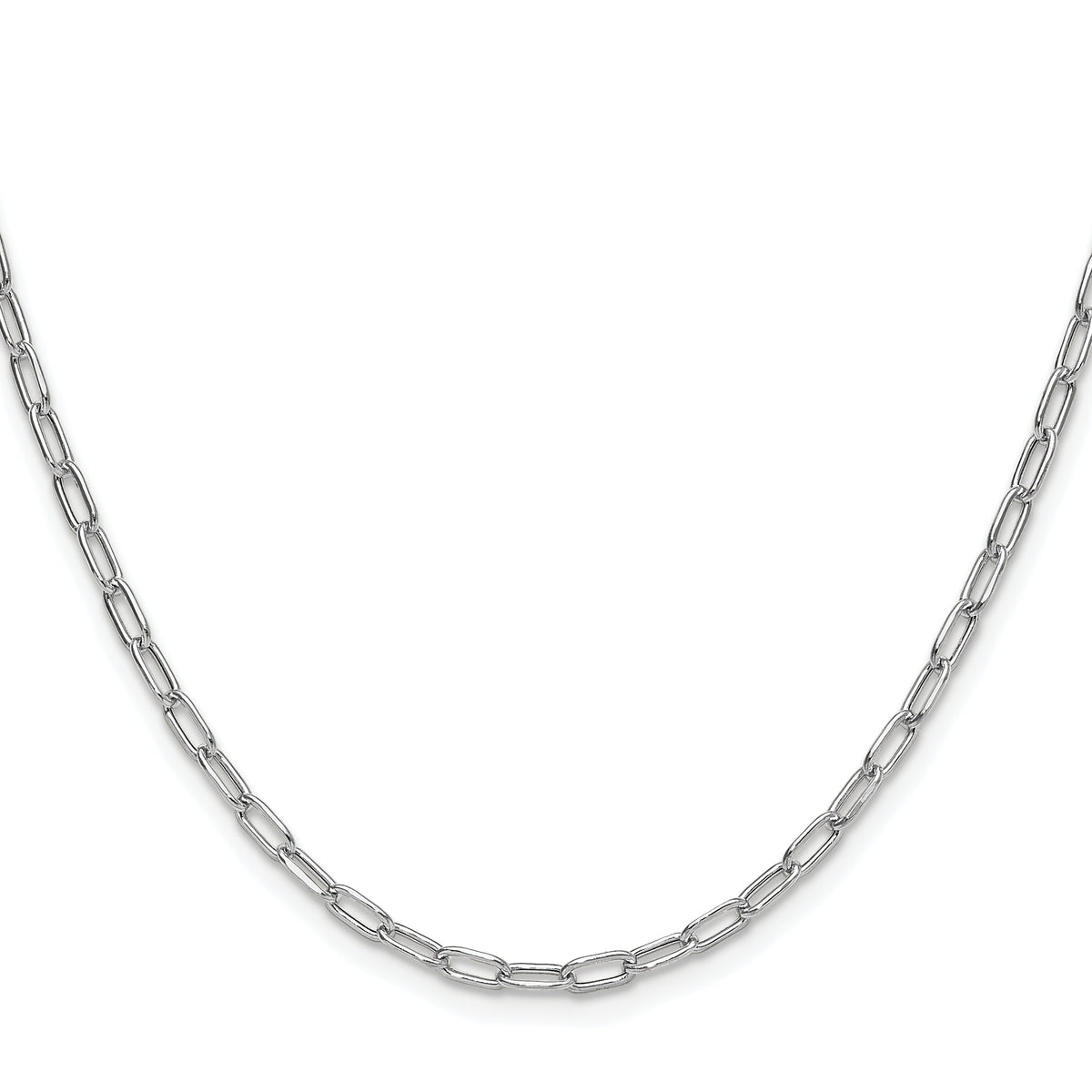 Gold (14K) Semi-Solid Beveled Paperclip Link Chain - 14k White Gold / 16 in / 2.97 mm