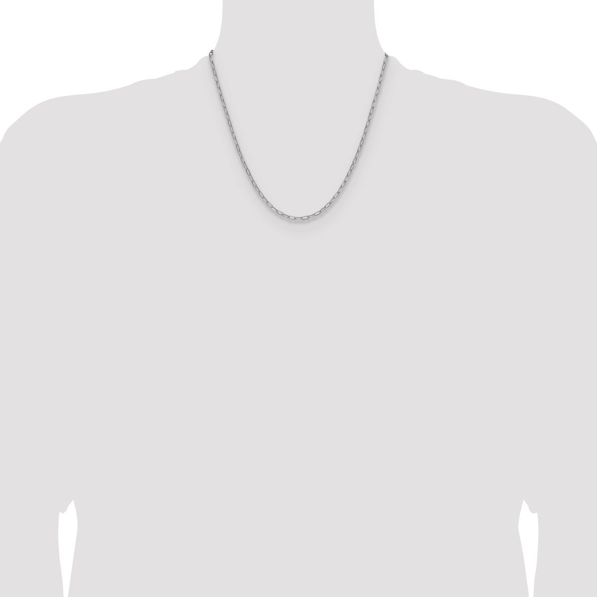 Gold (14K) Semi-Solid Beveled Paperclip Link Chain - 14k White Gold / 20 in / 2.97 mm