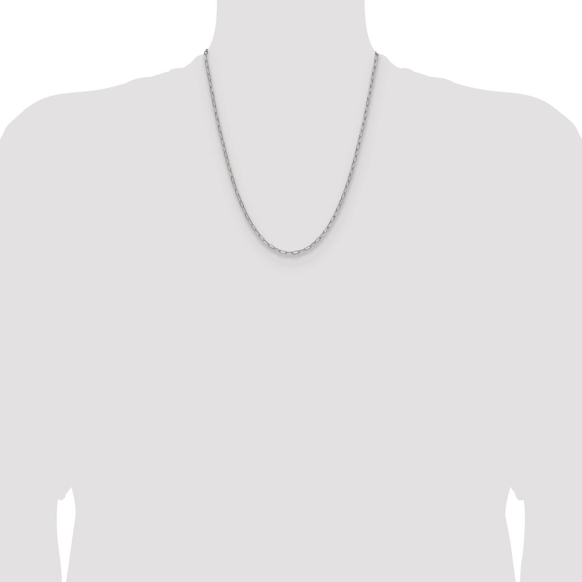 Gold (14K) Semi-Solid Beveled Paperclip Link Chain - 14k White Gold / 22 in / 2.97 mm