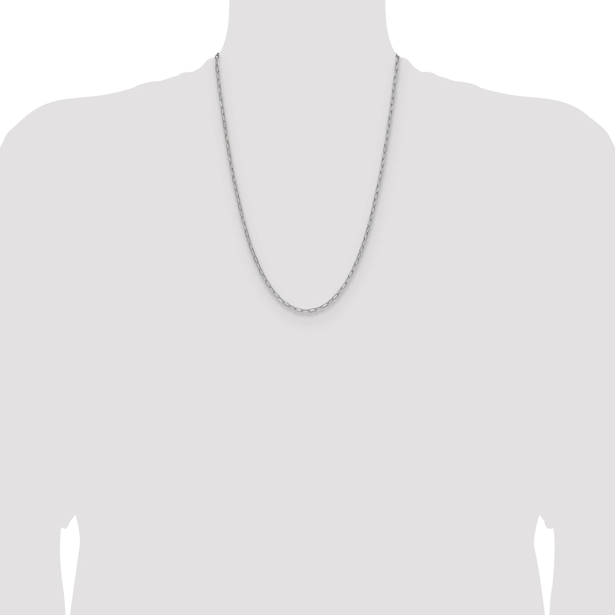 Gold (14K) Semi-Solid Beveled Paperclip Link Chain - 14k White Gold / 24 in / 2.97 mm