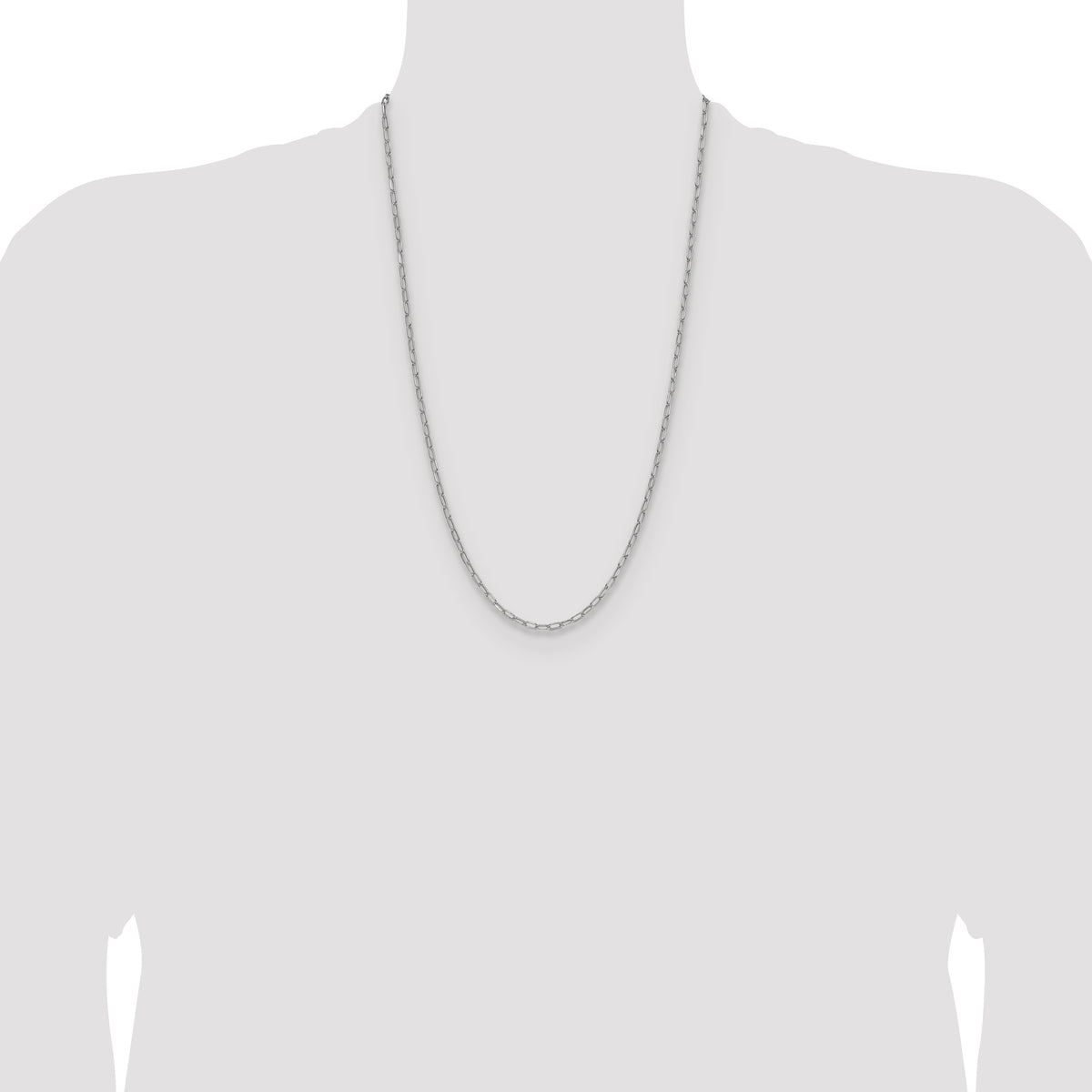 Gold (14K) Semi-Solid Beveled Paperclip Link Chain - 14k White Gold / 26 in / 2.97 mm