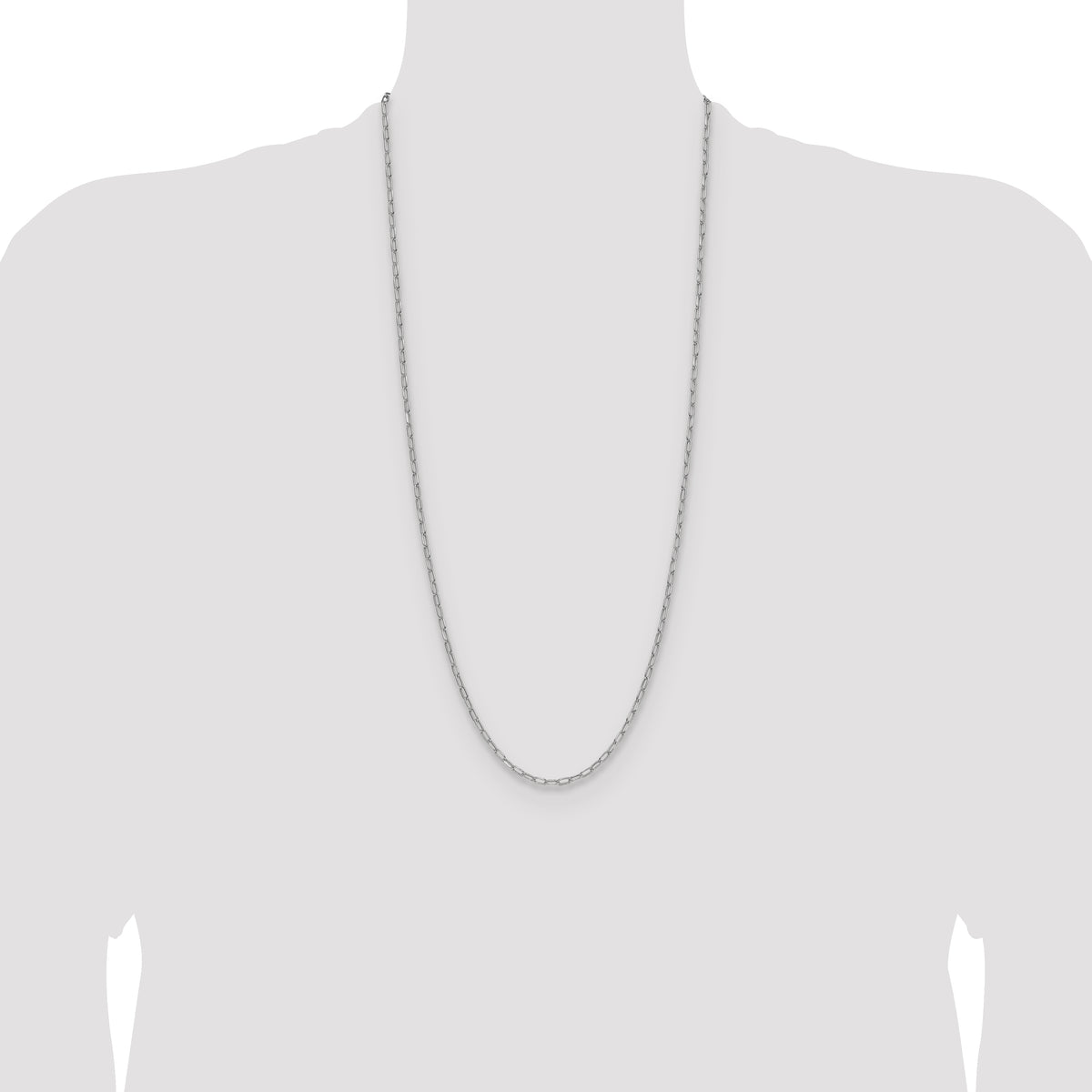 Gold (14K) Semi-Solid Beveled Paperclip Link Chain - 14k White Gold / 30 in / 2.97 mm