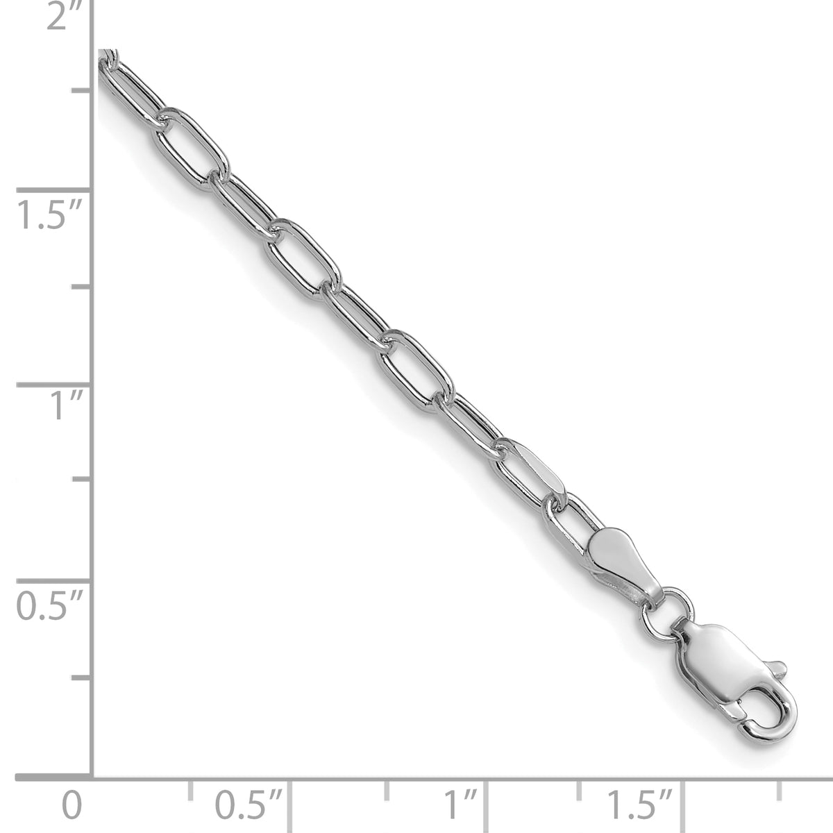 Gold (14K) Semi-Solid Beveled Paperclip Link Chain Bracelet - 14k White Gold / 7 in / 2.97 mm