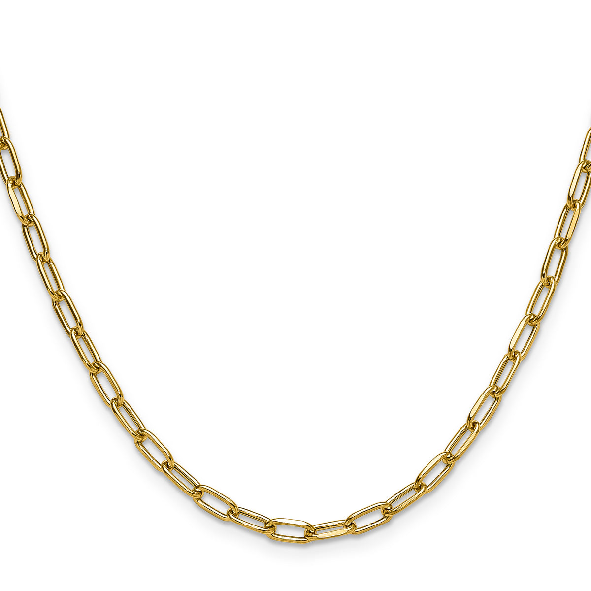 Gold (14K) Semi-Solid Beveled Paperclip Link Chain - 14k Yellow Gold / 16 in / 3.68 mm