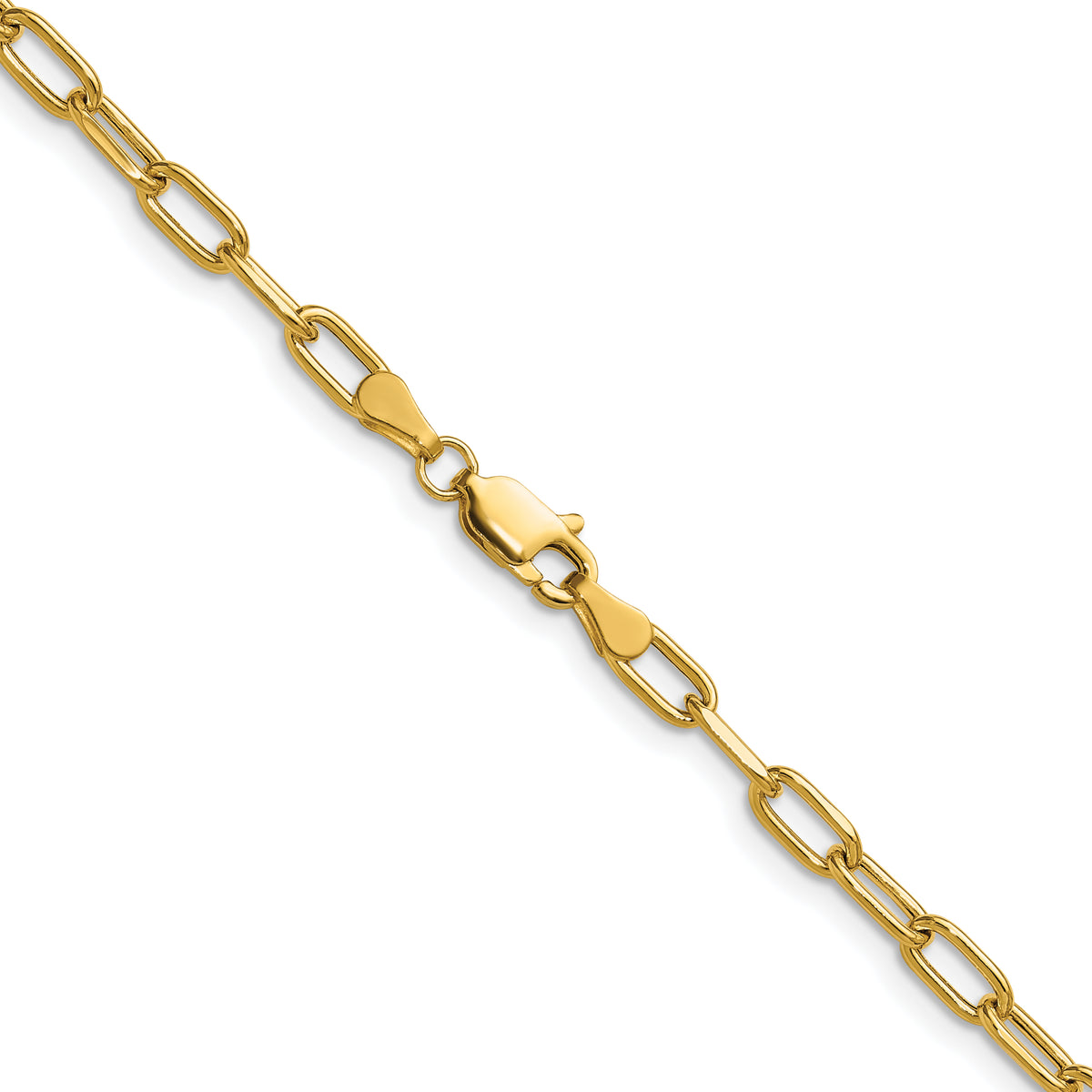 Gold (14K) Semi-Solid Beveled Paperclip Link Chain - 14k Yellow Gold / 16 in / 3.68 mm