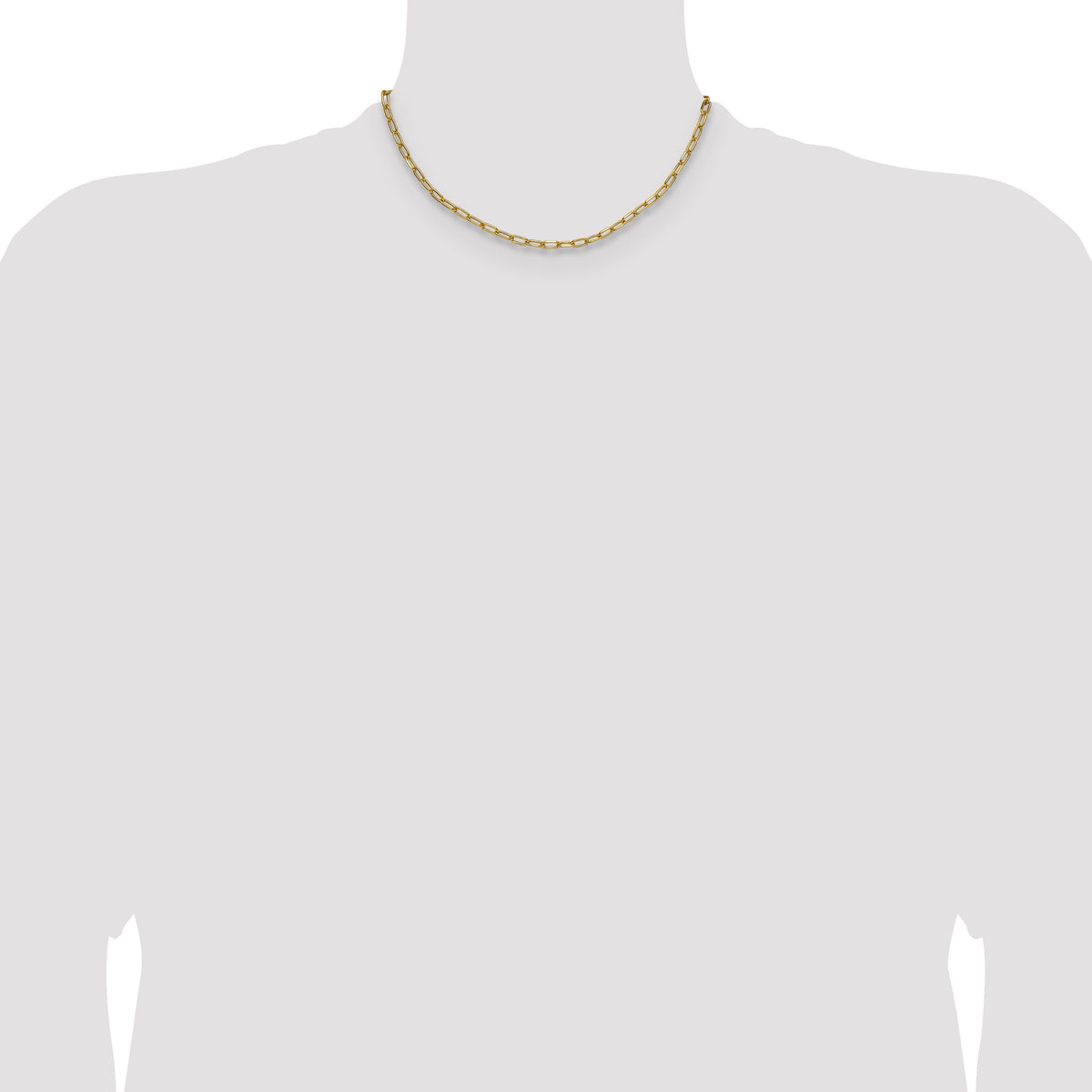 Gold (14K) Semi-Solid Beveled Paperclip Link Chain - 14k Yellow Gold / 16 in / 3.68 mm