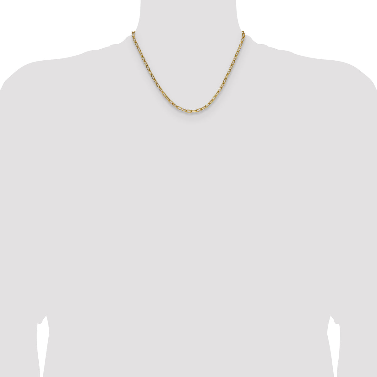 Gold (14K) Semi-Solid Beveled Paperclip Link Chain - 14k Yellow Gold / 18 in / 3.68 mm
