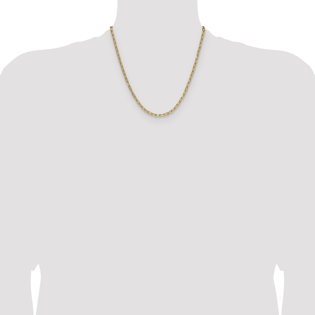Gold (14K) Semi-Solid Beveled Paperclip Link Chain - 14k Yellow Gold / 20 in / 3.68 mm