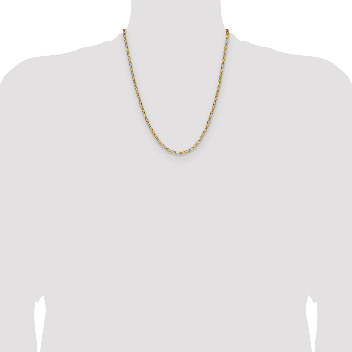 Gold (14K) Semi-Solid Beveled Paperclip Link Chain - 14k Yellow Gold / 22 in / 3.68 mm