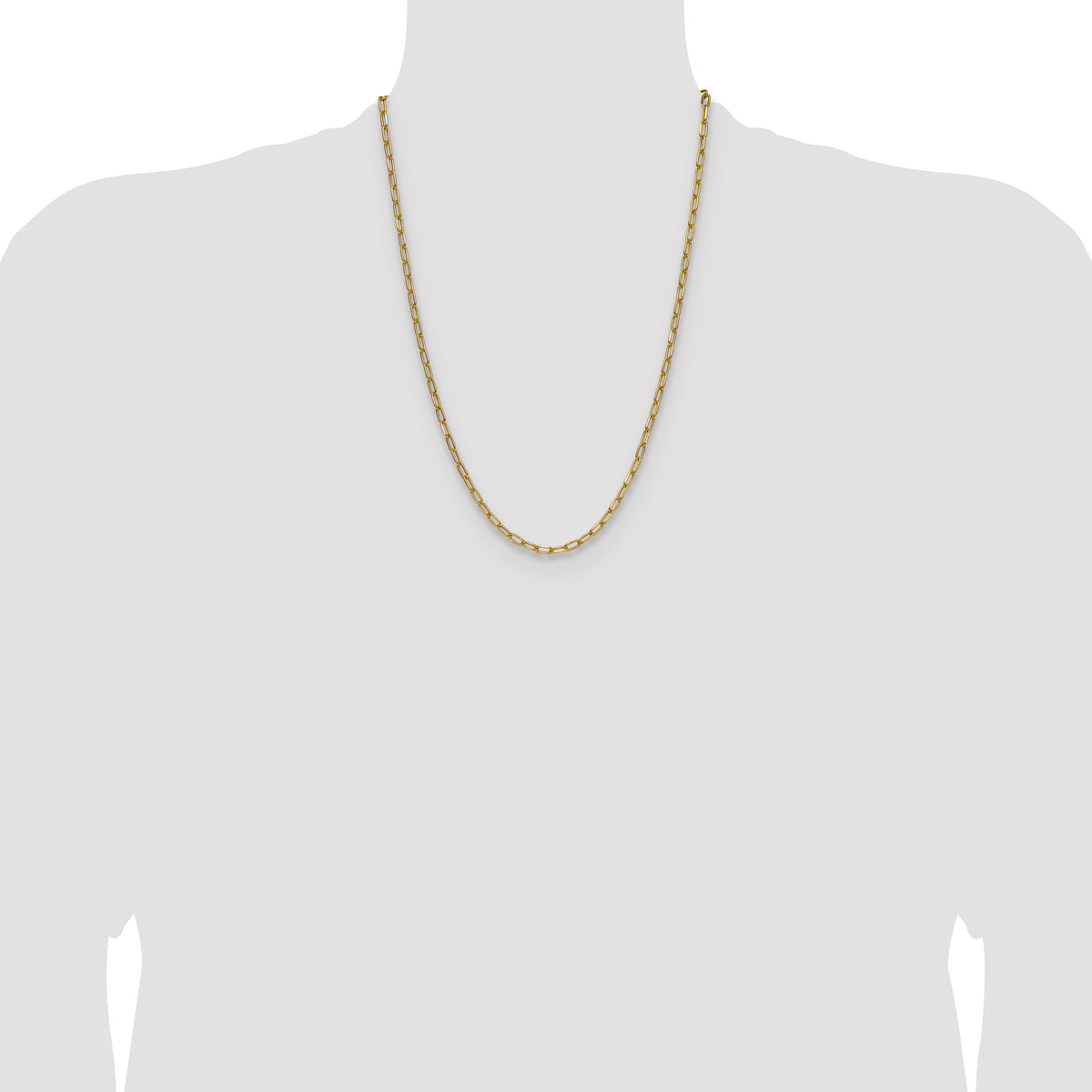 Gold (14K) Semi-Solid Beveled Paperclip Link Chain - 14k Yellow Gold / 24 in / 3.68 mm