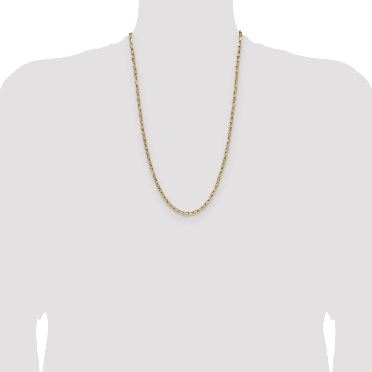 Gold (14K) Semi-Solid Beveled Paperclip Link Chain - 14k Yellow Gold / 26 in / 3.68 mm