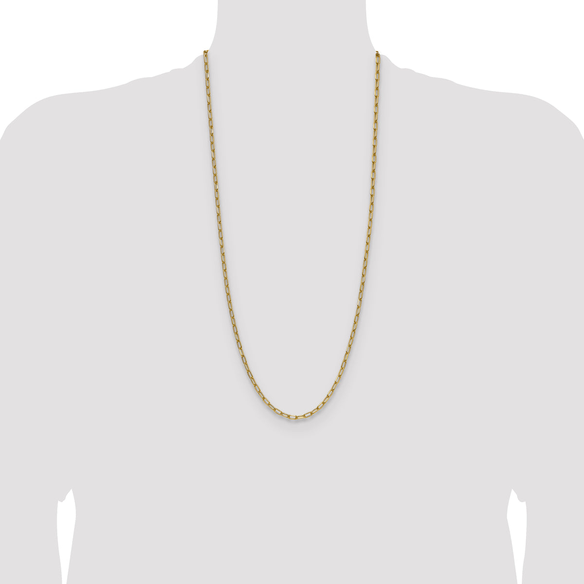 Gold (14K) Semi-Solid Beveled Paperclip Link Chain - 14k Yellow Gold / 30 in / 3.68 mm