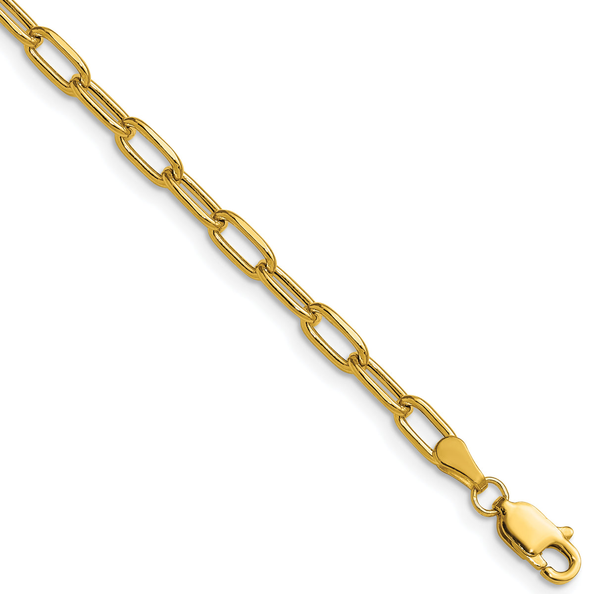 Gold (14K) Semi-Solid Beveled Paperclip Link Chain - 14k Yellow Gold / 16 in / 3.68 mm