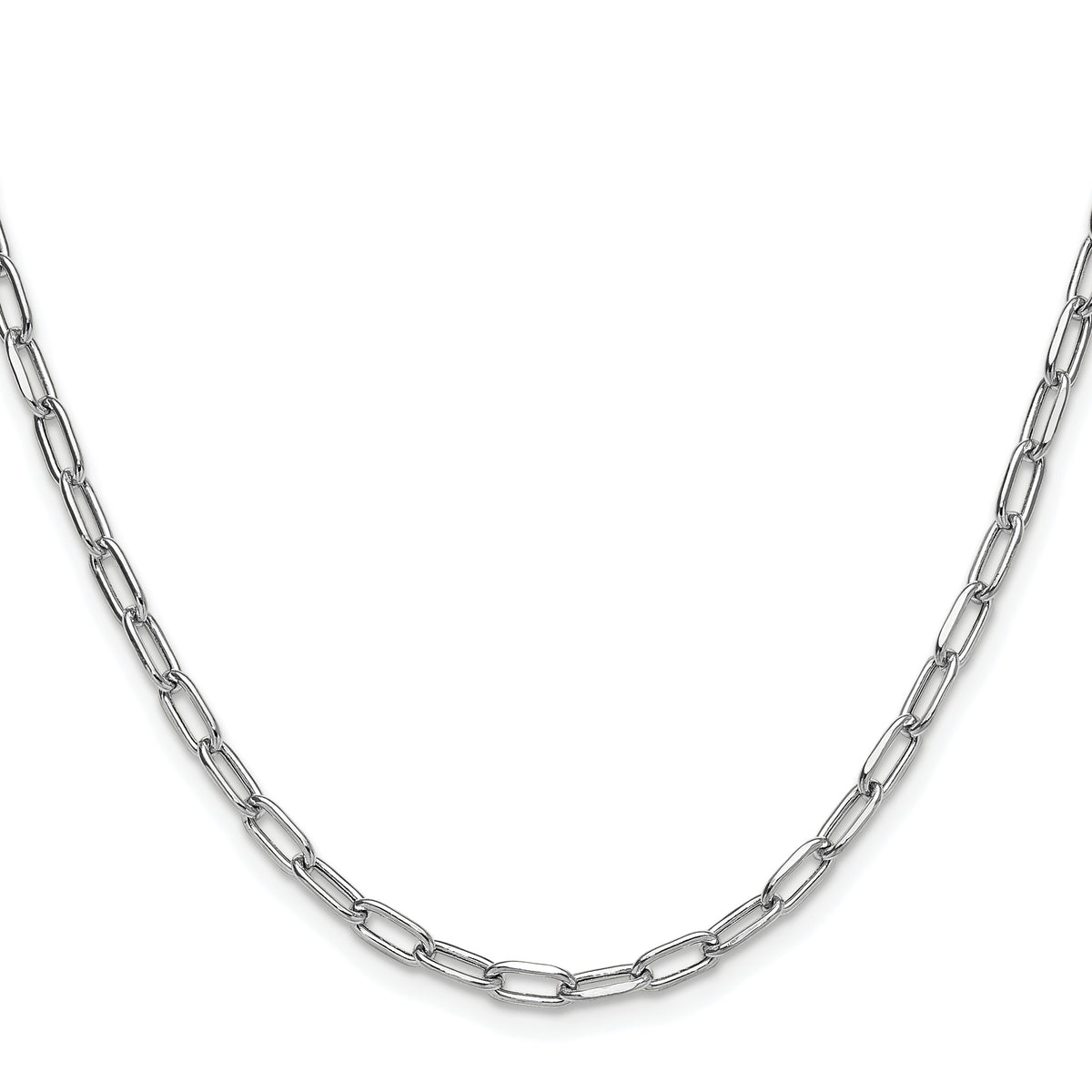 Gold (14K) Semi-Solid Beveled Paperclip Link Chain - 14k White Gold / 16 in / 3.68 mm