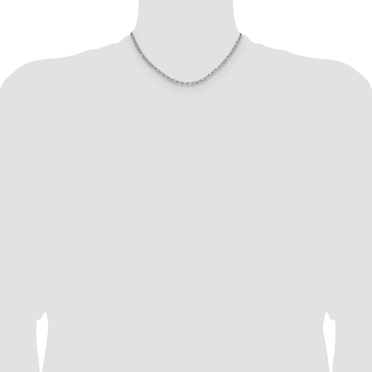 Gold (14K) Semi-Solid Beveled Paperclip Link Chain - 14k White Gold / 16 in / 3.68 mm