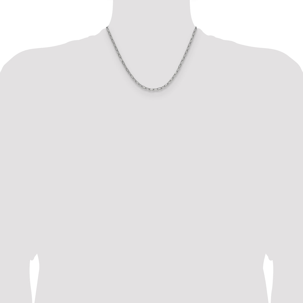 Gold (14K) Semi-Solid Beveled Paperclip Link Chain - 14k White Gold / 18 in / 3.68 mm