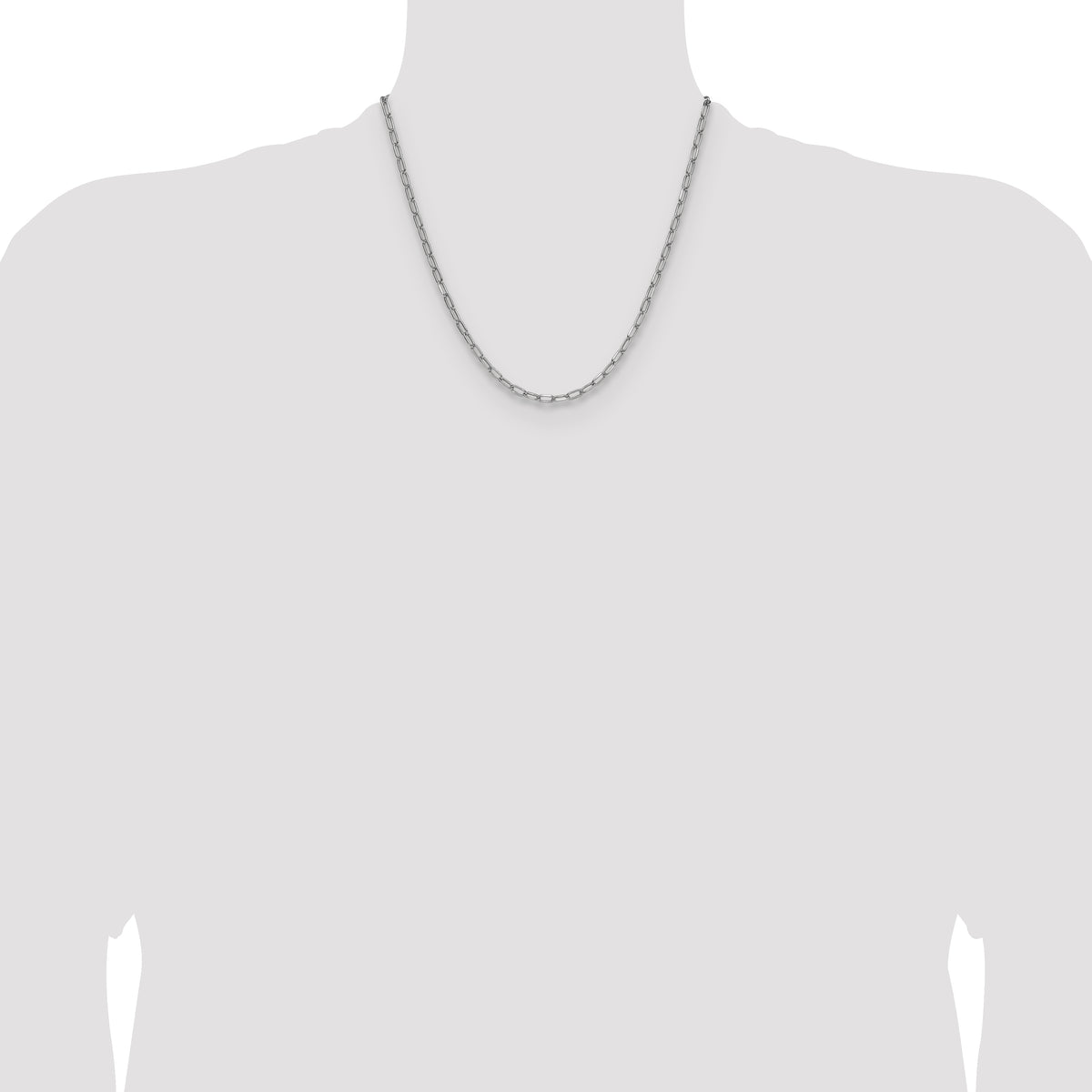 Gold (14K) Semi-Solid Beveled Paperclip Link Chain - 14k White Gold / 20 in / 3.68 mm