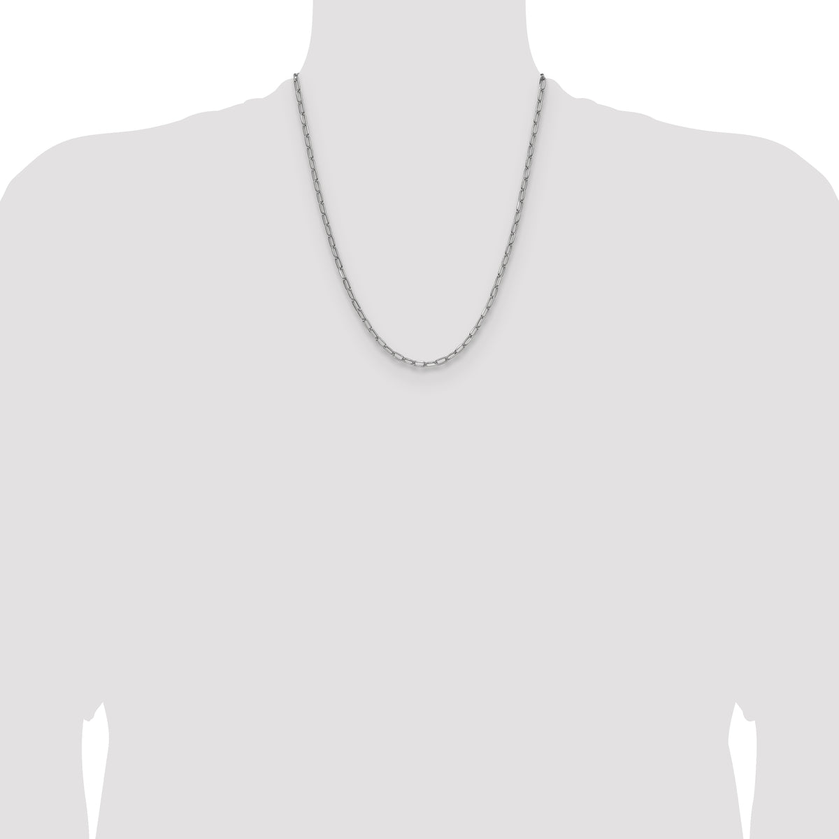 Gold (14K) Semi-Solid Beveled Paperclip Link Chain - 14k White Gold / 22 in / 3.68 mm
