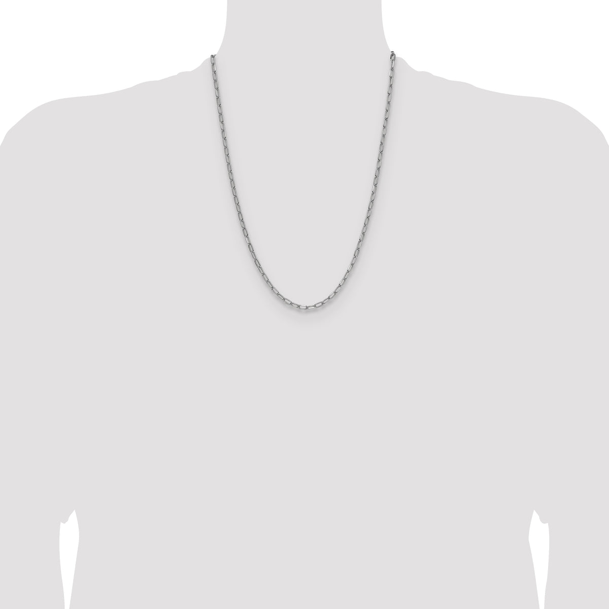 Gold (14K) Semi-Solid Beveled Paperclip Link Chain - 14k White Gold / 24 in / 3.68 mm