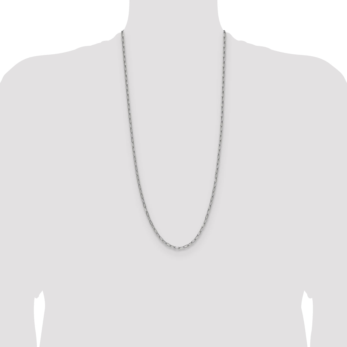 Gold (14K) Semi-Solid Beveled Paperclip Link Chain - 14k White Gold / 30 in / 3.68 mm